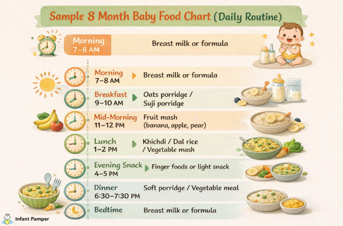 Sample 8 Month Baby Food Chart (Daily Routine)